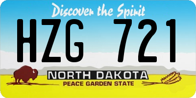 ND license plate HZG721