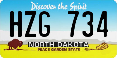 ND license plate HZG734