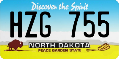 ND license plate HZG755
