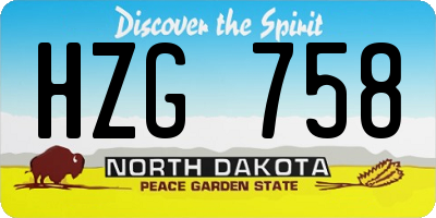 ND license plate HZG758