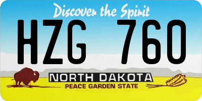 ND license plate HZG760