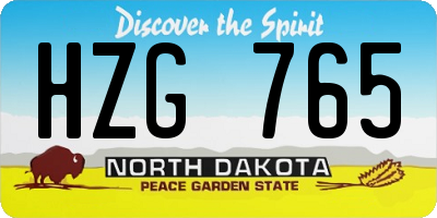 ND license plate HZG765