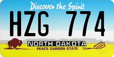 ND license plate HZG774