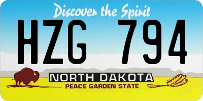 ND license plate HZG794