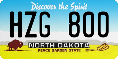 ND license plate HZG800