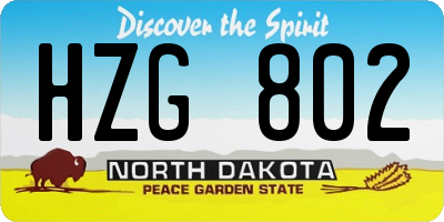 ND license plate HZG802