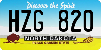 ND license plate HZG820