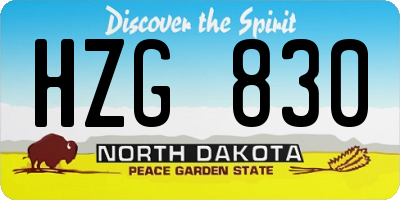 ND license plate HZG830