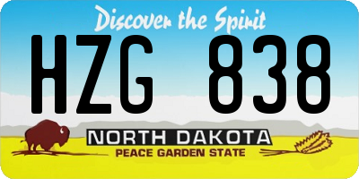 ND license plate HZG838