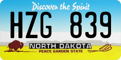 ND license plate HZG839