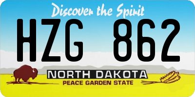 ND license plate HZG862