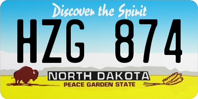 ND license plate HZG874
