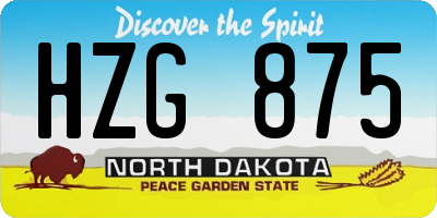 ND license plate HZG875