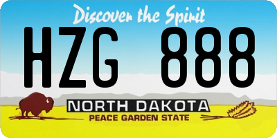 ND license plate HZG888