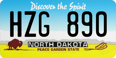 ND license plate HZG890