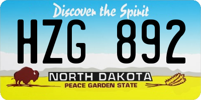 ND license plate HZG892