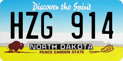 ND license plate HZG914