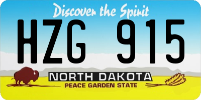 ND license plate HZG915