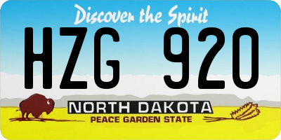 ND license plate HZG920