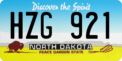 ND license plate HZG921