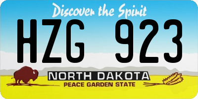 ND license plate HZG923