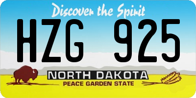ND license plate HZG925