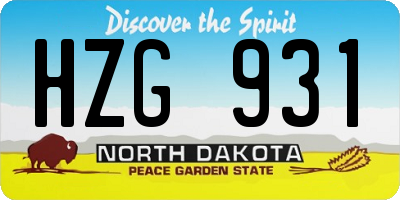 ND license plate HZG931
