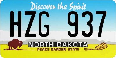 ND license plate HZG937