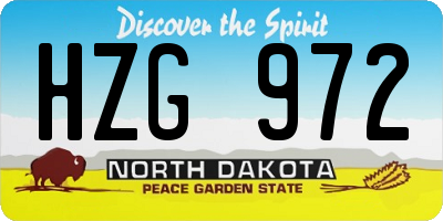ND license plate HZG972