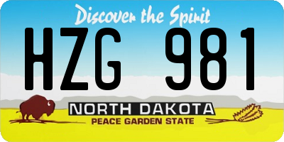 ND license plate HZG981