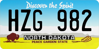 ND license plate HZG982