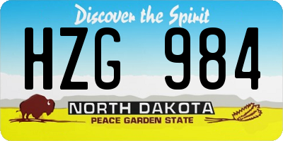 ND license plate HZG984