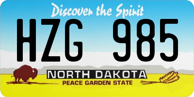 ND license plate HZG985