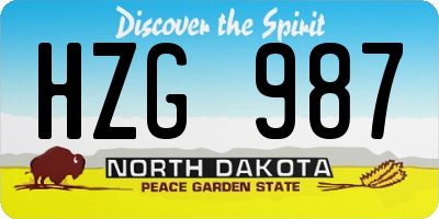 ND license plate HZG987