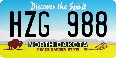 ND license plate HZG988