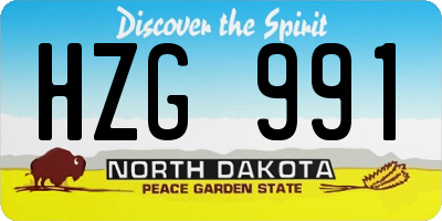 ND license plate HZG991