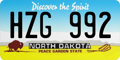 ND license plate HZG992