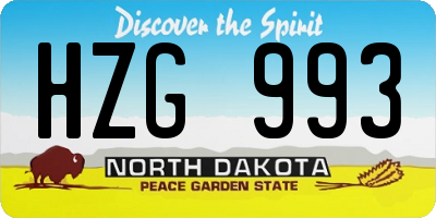 ND license plate HZG993