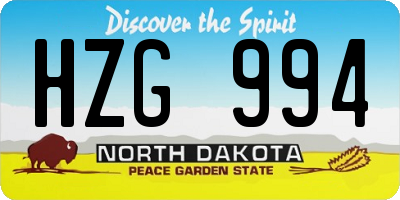 ND license plate HZG994