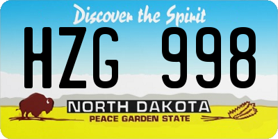 ND license plate HZG998