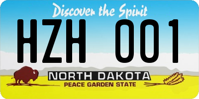 ND license plate HZH001
