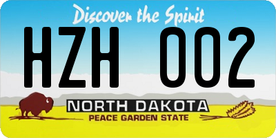 ND license plate HZH002