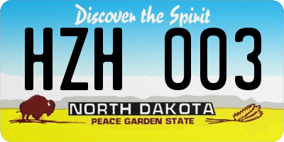 ND license plate HZH003