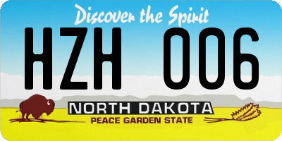 ND license plate HZH006