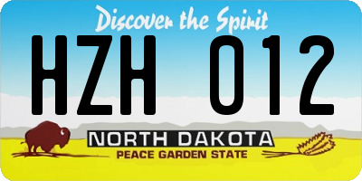 ND license plate HZH012