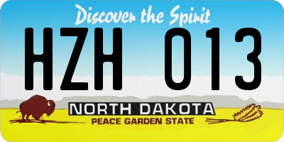 ND license plate HZH013