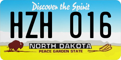 ND license plate HZH016