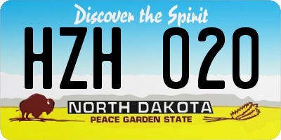 ND license plate HZH020