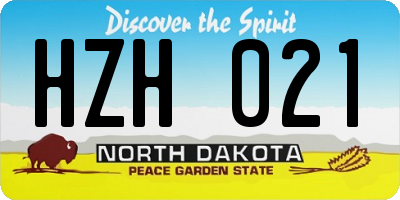 ND license plate HZH021