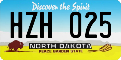 ND license plate HZH025